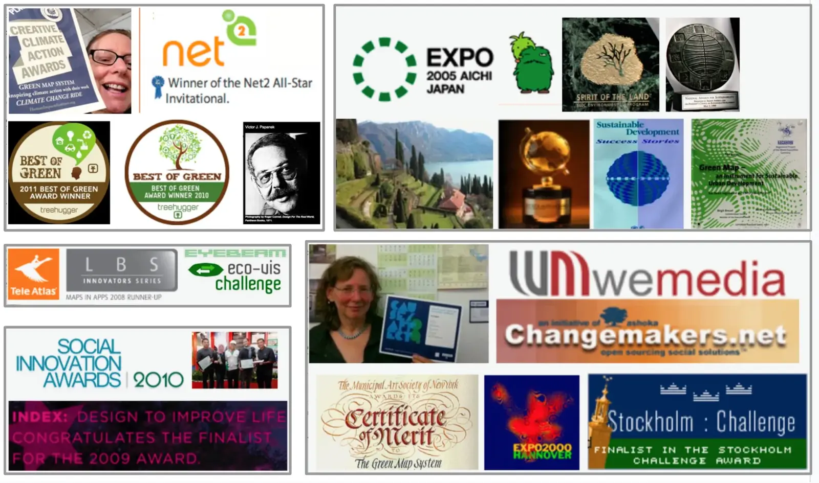 Some of the awards bestowed on Green Map System since 1995